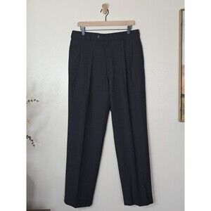 Brooks Brothers Loro Piana 100% Wool Dress Pants Mens 34x32 Gray Pleated Cuffed